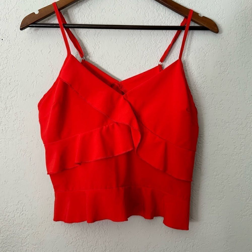Red Ruffle Camisole Tank Top - Picture 3 of 8